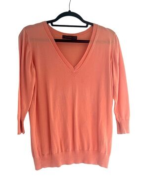 The Limited Peach Lightweight V-Neck Sweater XL 3/4 Sleeve EUC